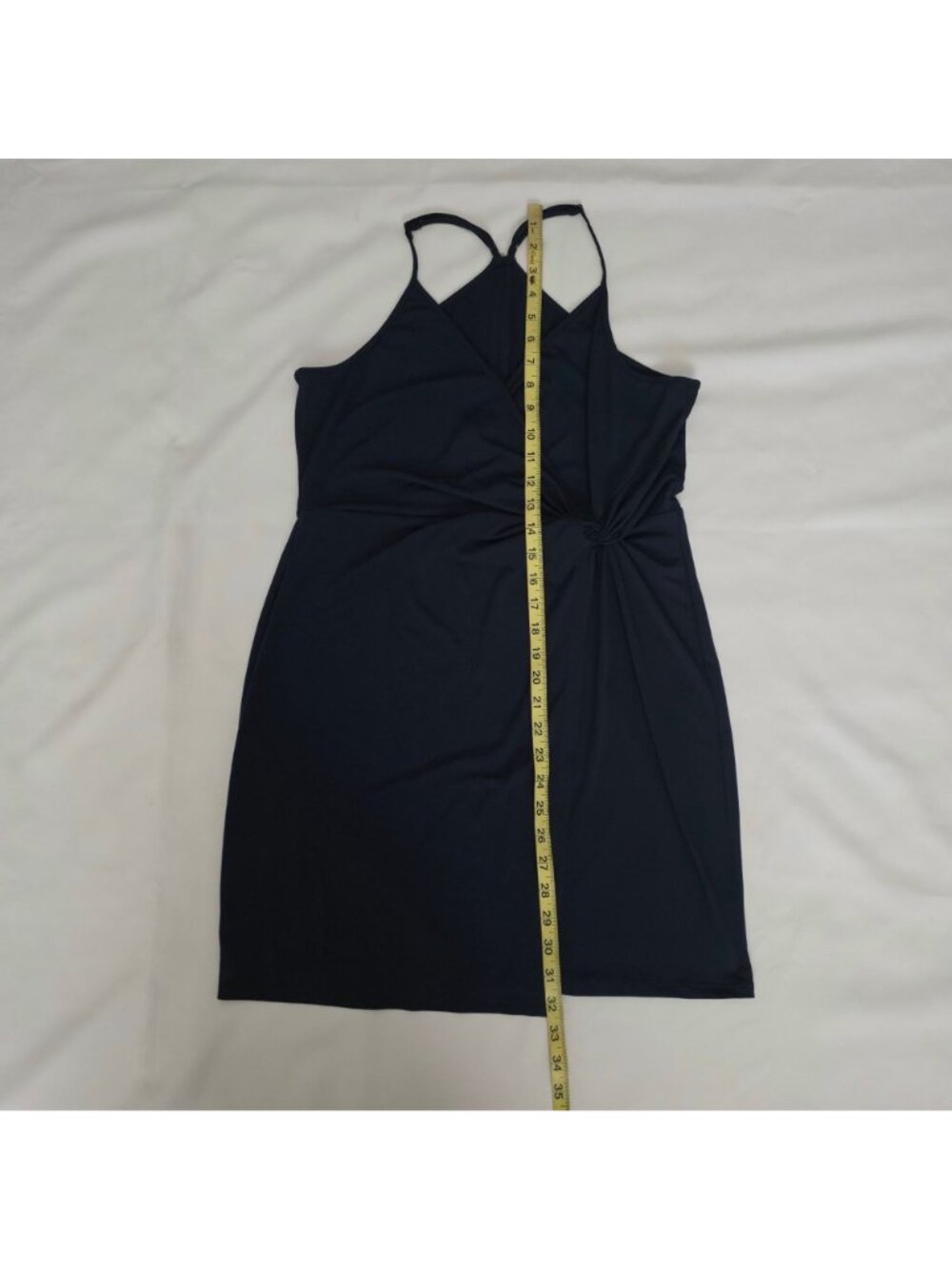 BCBGeneration Black Twist Knot Side Surplice Neck Back Mini Dress Size Large - Picture 8 of 12